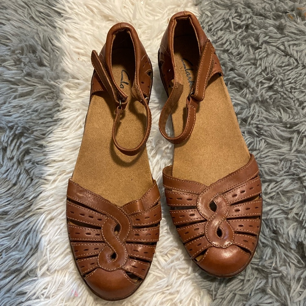Clarks Brown Leather Sandals